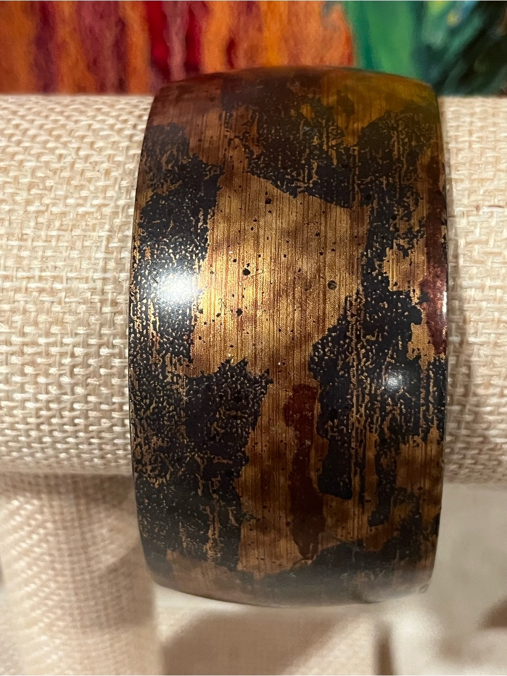 Wide Cuff Black and Gold Bangle